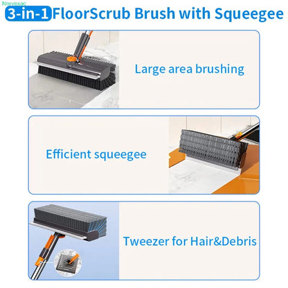 3-in-1 Floor Scrub Brush with Adjustable Handle