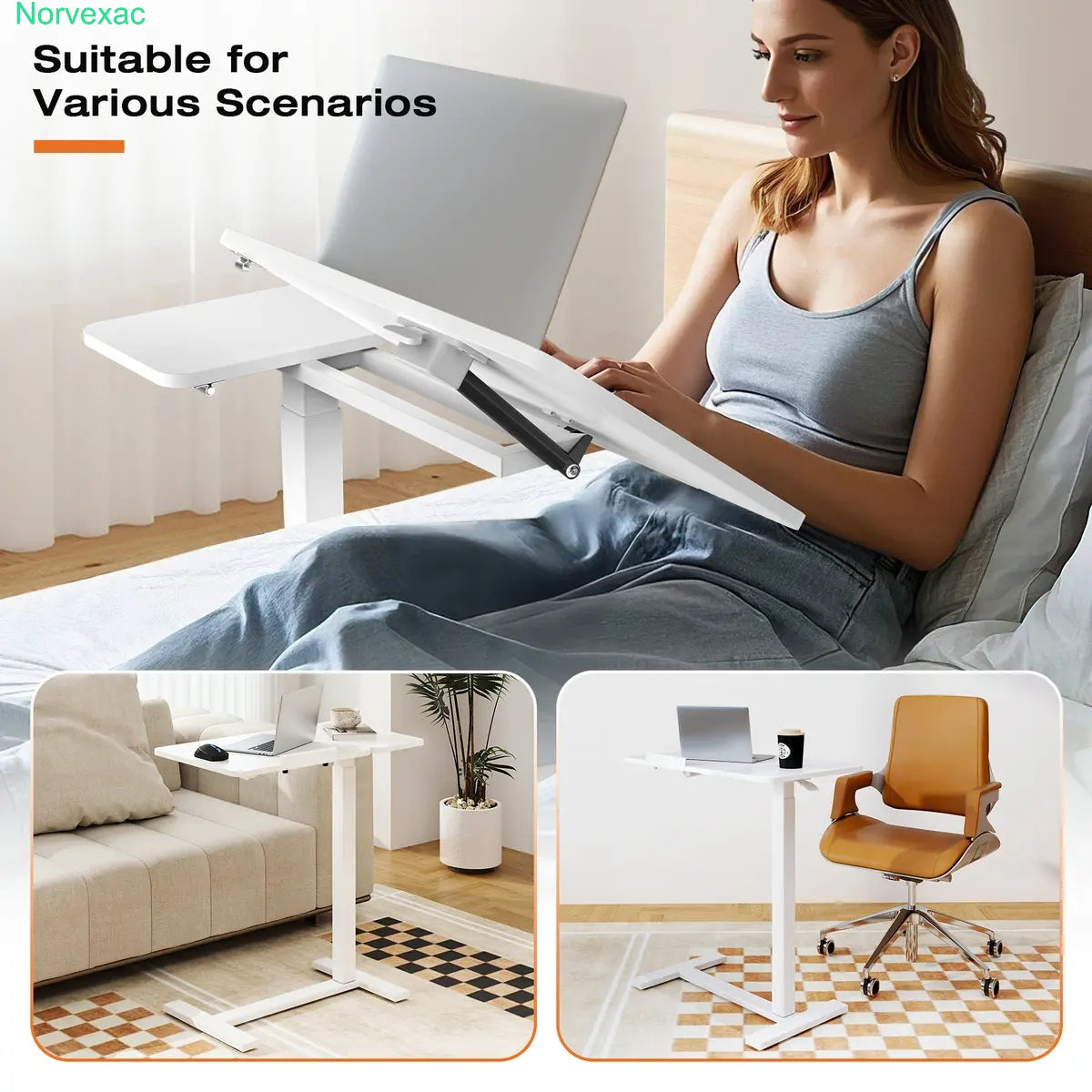 Mobile Bedside Laptop Desk with Wheels